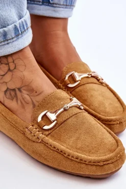 Boto Mokasyny Damskie Zamszowe*Klasyczne Zamszowe Mokasyny Z Ozdobą Camel Arla