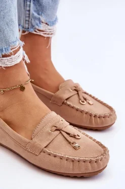 Discount Boto Klasyczne Zamszowe Mokasyny Ciemnobeżowe Good Time