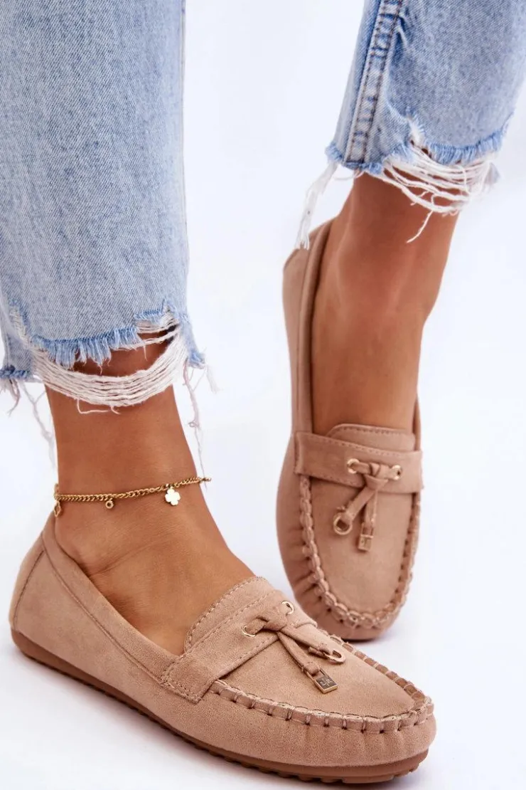 Discount Boto Klasyczne Zamszowe Mokasyny Ciemnobeżowe Good Time