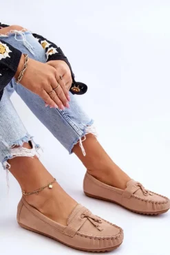 Discount Boto Klasyczne Zamszowe Mokasyny Ciemnobeżowe Good Time