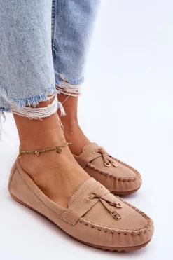 Discount Boto Klasyczne Zamszowe Mokasyny Ciemnobeżowe Good Time