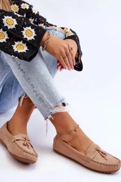 Discount Boto Klasyczne Zamszowe Mokasyny Ciemnobeżowe Good Time