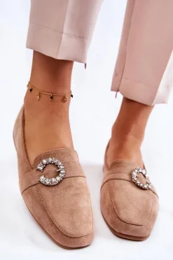 Damskie Boto Klasyczne Zamszowe Mokasyny Ciemnobeżowe Halla