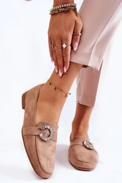 Damskie Boto Klasyczne Zamszowe Mokasyny Ciemnobeżowe Halla