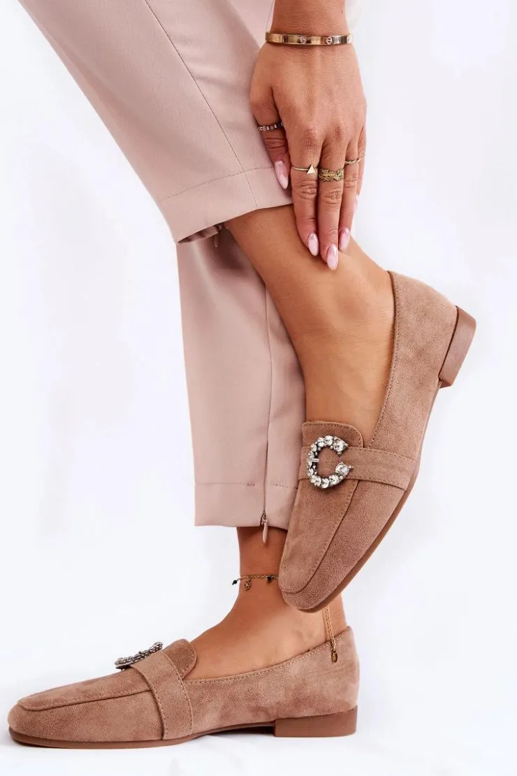 Damskie Boto Klasyczne Zamszowe Mokasyny Ciemnobeżowe Halla