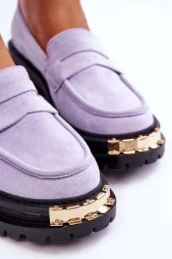 New Boto Klasyczne Zamszowe Mokasyny Z Ozdobą Fioletowe Monaro