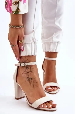 Damskie Boto Klasyczne Zamszowe Sandały Na Słupku Jasnobeżowe Amina