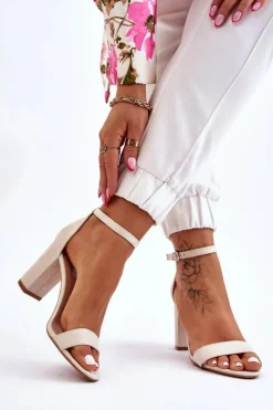 Damskie Boto Klasyczne Zamszowe Sandały Na Słupku Jasnobeżowe Amina