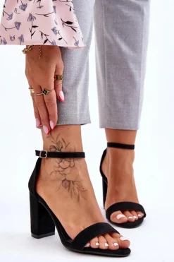 Boto Sandały Na Obcasie*Klasyczne Zamszowe Sandały Na Słupku Czarne Amina