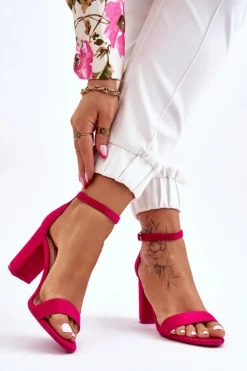 New Boto Klasyczne Zamszowe Sandały Na Słupku Fuksja Amina