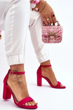 New Boto Klasyczne Zamszowe Sandały Na Słupku Fuksja Amina