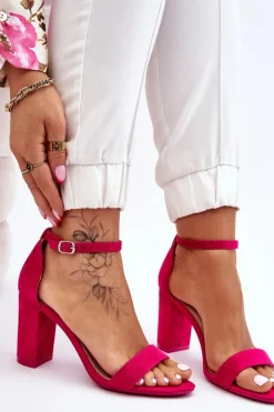 New Boto Klasyczne Zamszowe Sandały Na Słupku Fuksja Amina