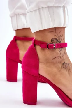 New Boto Klasyczne Zamszowe Sandały Na Słupku Fuksja Amina