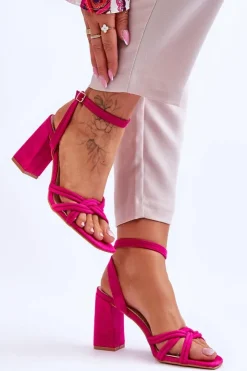 Damskie Boto Klasyczne Zamszowe Sandały Na Słupku Fuksja Bernett