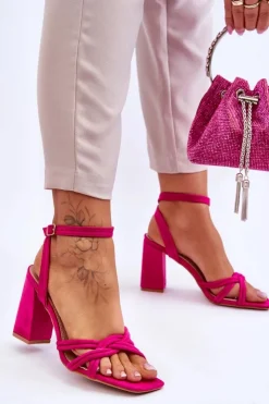 Damskie Boto Klasyczne Zamszowe Sandały Na Słupku Fuksja Bernett