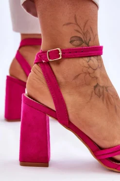 Damskie Boto Klasyczne Zamszowe Sandały Na Słupku Fuksja Bernett