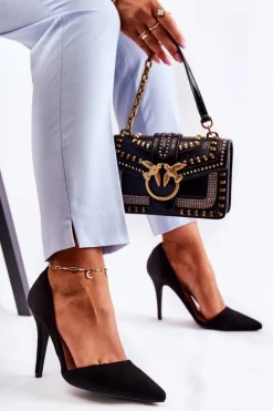 New Boto Klasyczne Zamszowe Szpilki Czarne Sofya