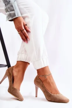 Discount Buty Sergio Leone Klasyczne Zamszowe Szpilki Brązowe Magically