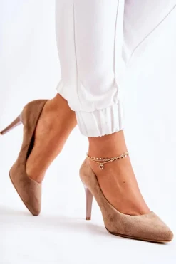 Discount Buty Sergio Leone Klasyczne Zamszowe Szpilki Brązowe Magically