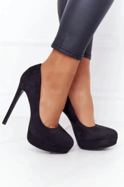 Online Boto Klasyczne Zamszowe Szpilki Czarne Margharita