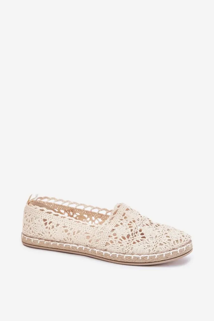 Discount Boto Koronkowe Espadryle Damskie Beżowe Adelira