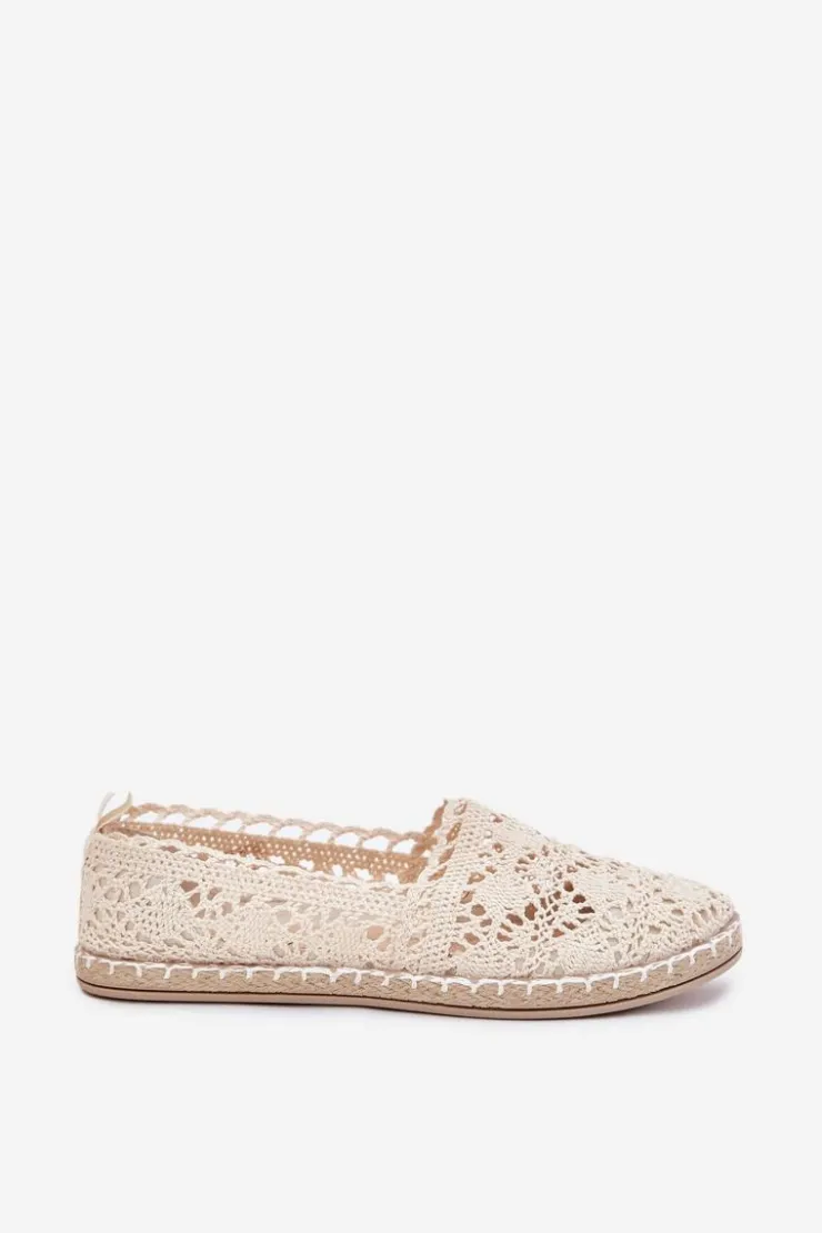 Discount Boto Koronkowe Espadryle Damskie Beżowe Adelira