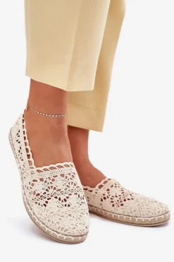 Discount Boto Koronkowe Espadryle Damskie Beżowe Adelira