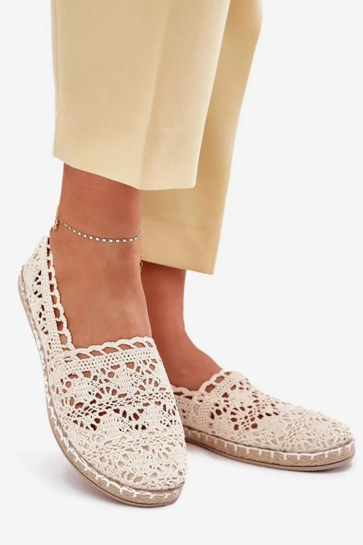 Discount Boto Koronkowe Espadryle Damskie Beżowe Adelira