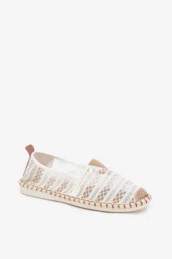Boto Espadryle Na Platformie*Koronkowe Espadryle Damskie Z Siateczką Białe Faylira