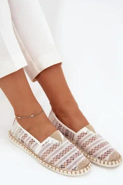 Boto Espadryle Na Platformie*Koronkowe Espadryle Damskie Z Siateczką Białe Faylira