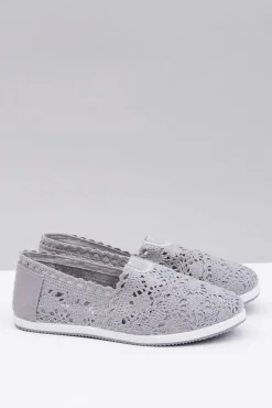 Boto Koronkowe Szare Damskie Baleriny Little Sugar