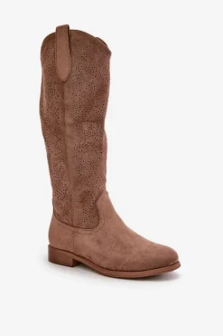 Damskie Damskie buty S.Barski Kozaki Damskie Ażurowe Brązowe S.Barski HY42-132