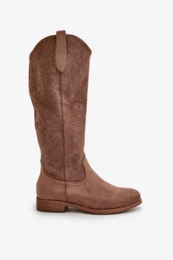 Damskie Damskie buty S.Barski Kozaki Damskie Ażurowe Brązowe S.Barski HY42-132