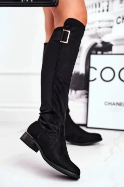 Damskie Evento Kozaki Damskie Do Kolana Zamsz / Lycra Czarne Natasha