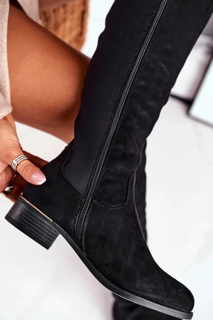 Damskie Evento Kozaki Damskie Do Kolana Zamsz / Lycra Czarne Natasha