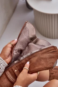 Damskie Boto Kozaki Damskie Do Połowy Łydki Na Słupku Ocieplane Camel Ivanelis