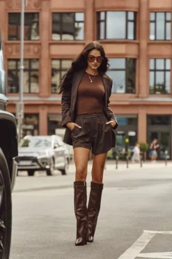 Boto Kozaki Ocieplane|Kozaki Na Słupku*Kozaki Damskie Eko Skórzane Z Wywiniętą Cholewką Na Słupku Brązowe Avamora Brązowy