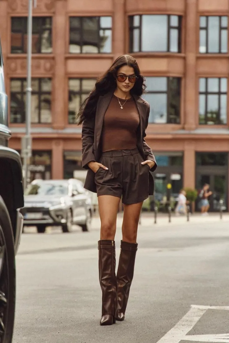 Boto Kozaki Ocieplane|Kozaki Na Słupku*Kozaki Damskie Eko Skórzane Z Wywiniętą Cholewką Na Słupku Brązowe Avamora Brązowy