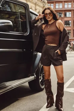 Boto Kozaki Ocieplane|Kozaki Na Słupku*Kozaki Damskie Eko Skórzane Z Wywiniętą Cholewką Na Słupku Brązowe Avamora Brązowy