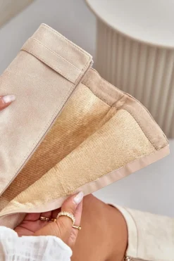 Boto Kozaki Ocieplane|Kozaki Na Słupku*Kozaki Damskie Eko Zamszowe Z Wywiniętą Cholewką Na Słupku Beżowe Bralise