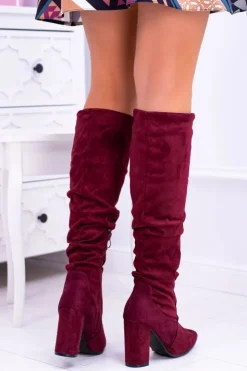 Boto Kozaki Na Obcasie|Kozaki Zamszowe*Kozaki Damskie Na Obcasie W Szpic Zamszowe Bordowe Nightcall