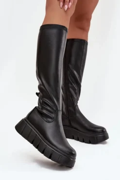 Damskie Buty damskie Vinceza Kozaki Damskie Na Platformie Na Zamek Vinceza 58553 Czarne