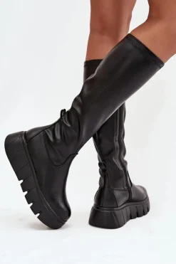 Damskie Buty damskie Vinceza Kozaki Damskie Na Platformie Na Zamek Vinceza 58553 Czarne