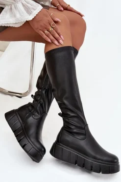 Damskie Buty damskie Vinceza Kozaki Damskie Na Platformie Na Zamek Vinceza 58553 Czarne