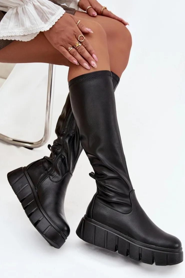 Damskie Buty damskie Vinceza Kozaki Damskie Na Platformie Na Zamek Vinceza 58553 Czarne