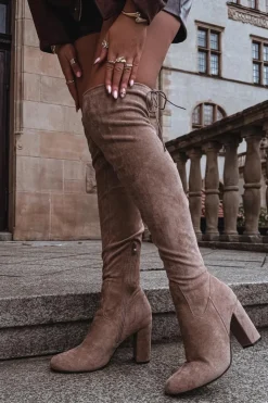 Damskie Boto Kozaki Damskie Na Słupku Beżowe Xamarin