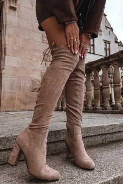 Damskie Boto Kozaki Damskie Na Słupku Beżowe Xamarin