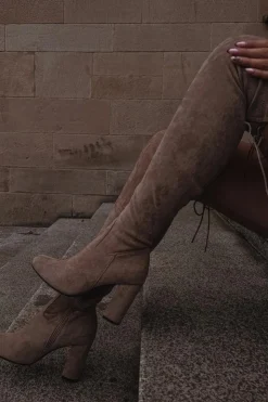 Damskie Boto Kozaki Damskie Na Słupku Beżowe Xamarin