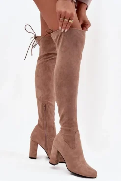 Damskie Boto Kozaki Damskie Na Słupku Beżowe Xamarin