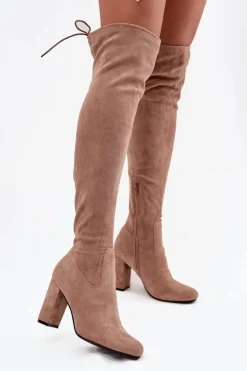 Damskie Boto Kozaki Damskie Na Słupku Beżowe Xamarin